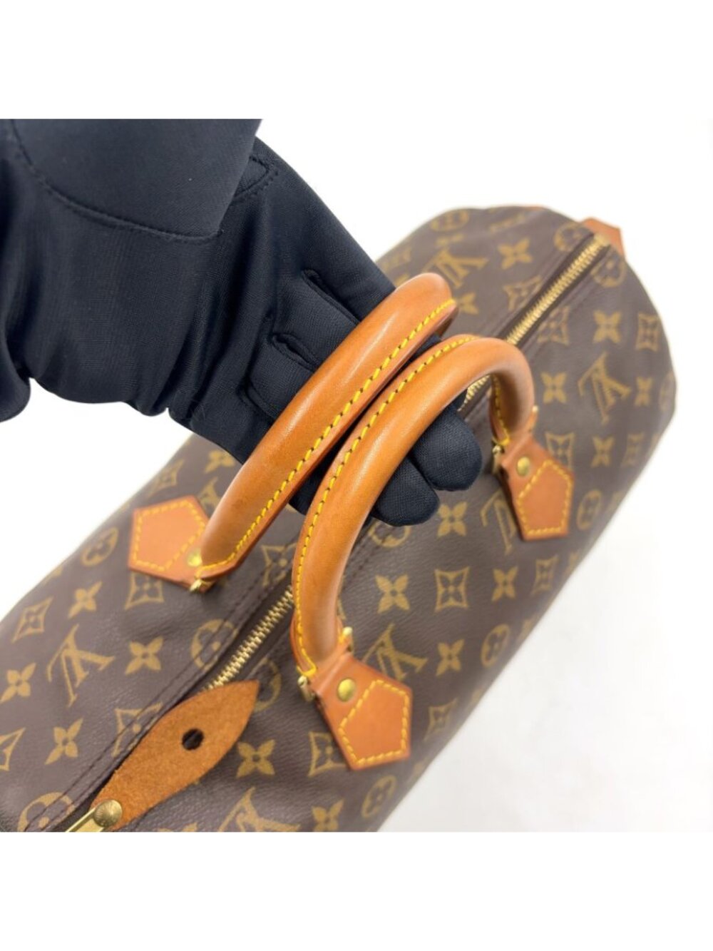 Louis Vuitton Speedy 35 Monogram Leather Brown Handbag Gold - Picture 11 of 15